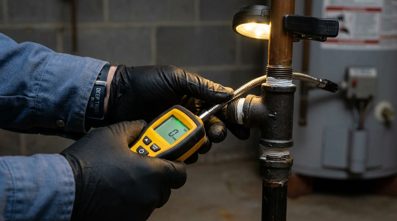 Gas leak detection with electronic sniffer by Johns Plumbing LLC in Roaring Spring