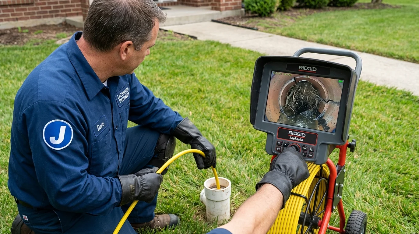 Sewer camera inspection being performed by Johns Plumbing LLC in Roaring Spring