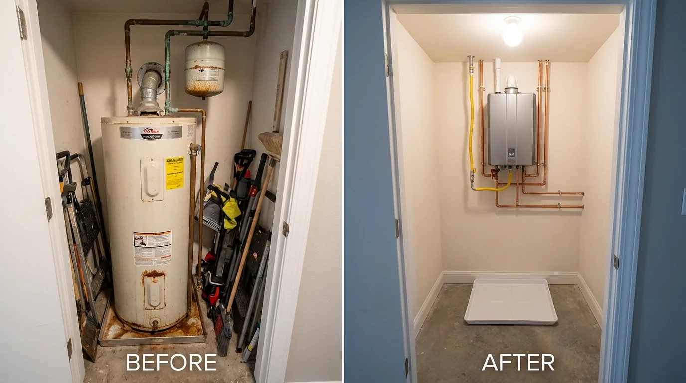 Tank water heater versus wall-mounted tankless unit comparison for Roaring Spring, PA homeowners